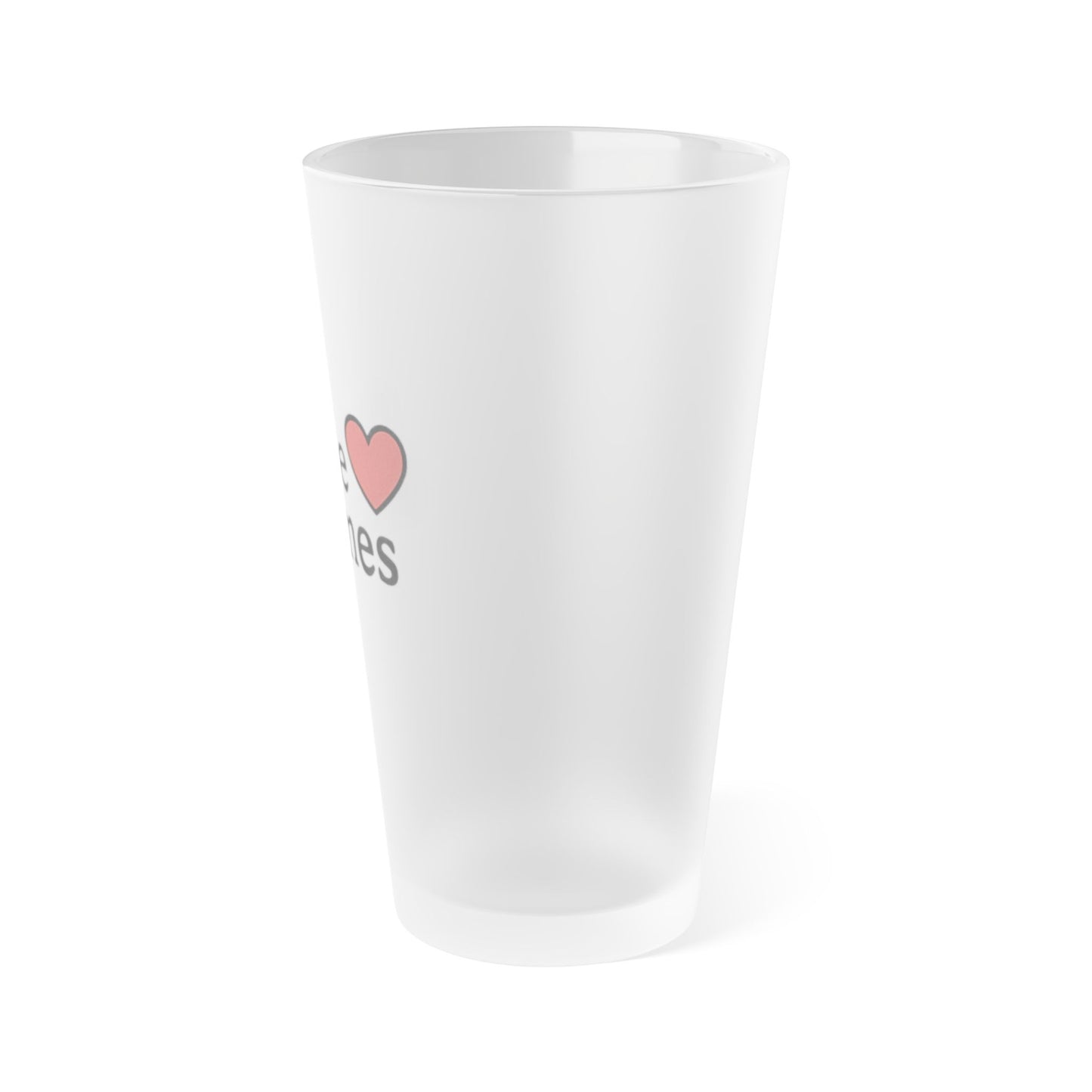Frosted Pint Glass, Love Frames Design, Custom Drinkware, Gift for Beer Lovers, Anniversary Celebration, Housewarming