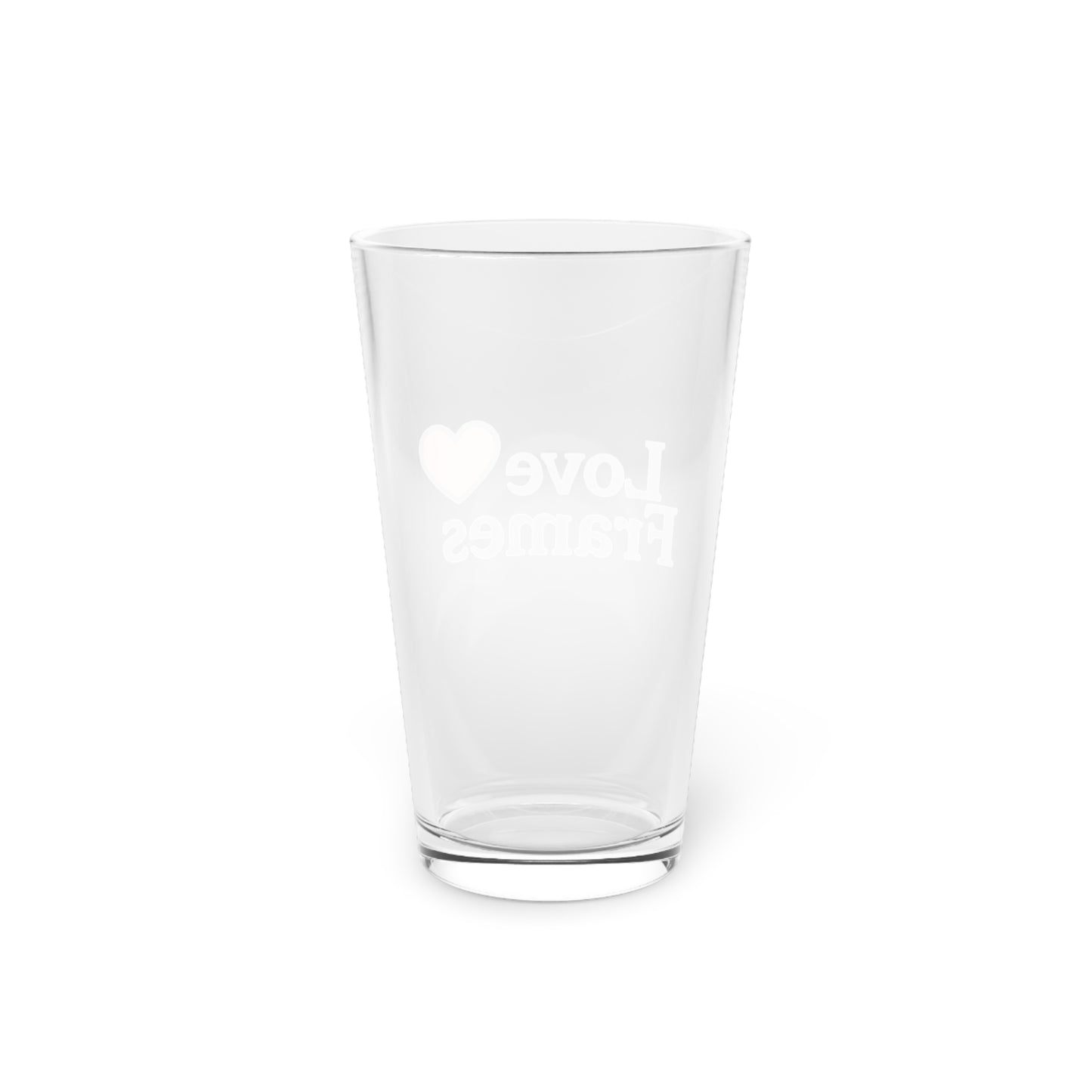 Love Frames Pint Glass | Personalized 16oz Drinking Glass for Couples | Cute Gift for Anniversaries, Weddings, Housewarming, Home Bar