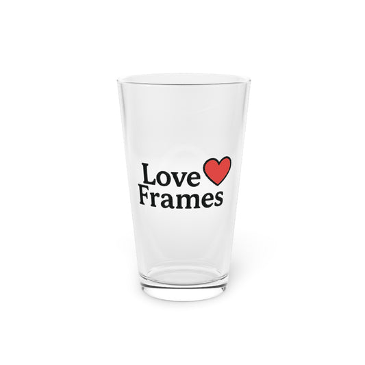 Love Frames Pint Glass | Personalized 16oz Drinking Glass for Couples | Cute Gift for Anniversaries, Weddings, Housewarming, Home Bar