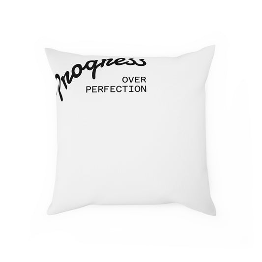 Motivational Cushion for Cozy Spaces, Inspirational Home Decor, Gift for Friends, Progress Over Perfection Quote, Sofa Pillow